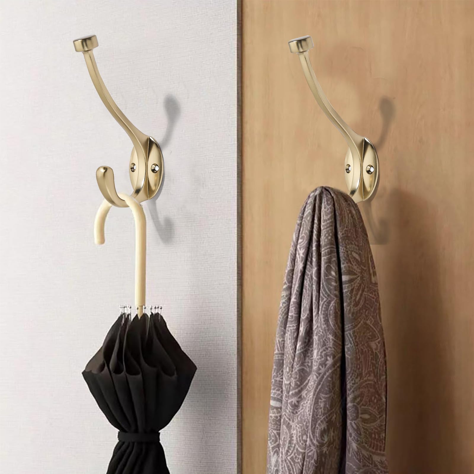CABDM champagne bronze towel robe hooks mounted on wall provide elegant, durable towel storage.