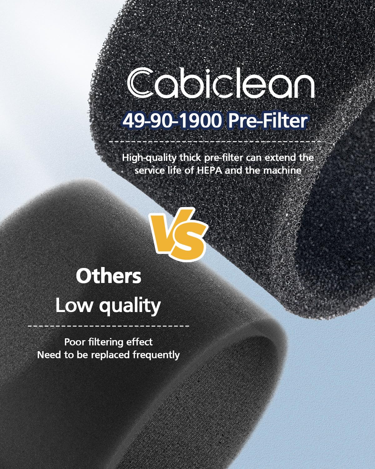 Cabiclean foam sleeve filter extends main filter life