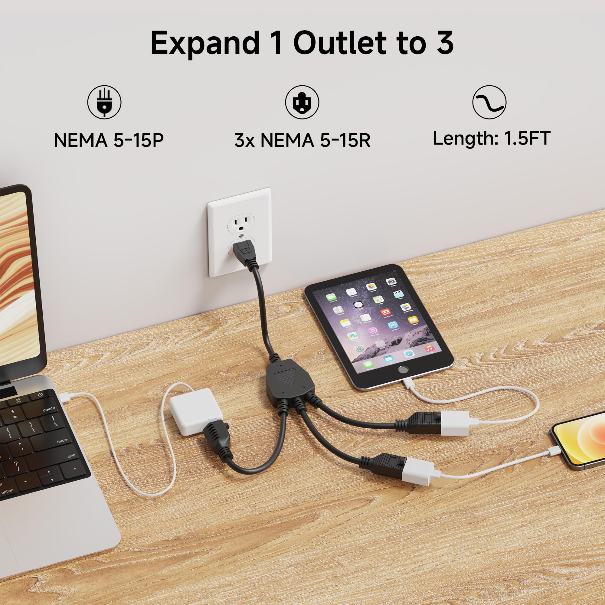 Cable Matters 1.5 ft cord length shown for compact desk setups.