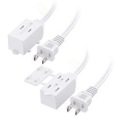 Cable Matters 2-pack 15 ft extension cords extend indoor power for lamps and devices.