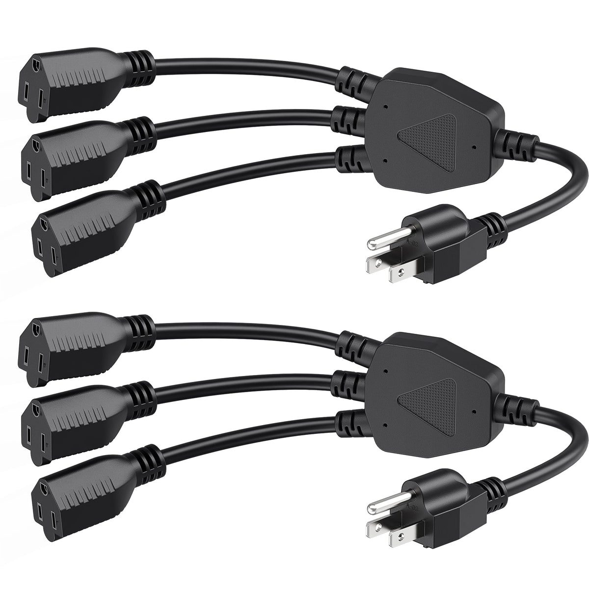 Cable Matters 3-outlet splitter cord with three grounded outlets for easy device expansion.