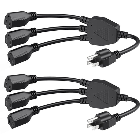Cable Matters 3-outlet splitter cord with three grounded outlets for easy device expansion.