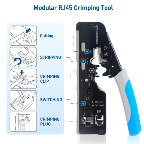 Cable Matters pass-through crimp tool demonstrating easy wire termination