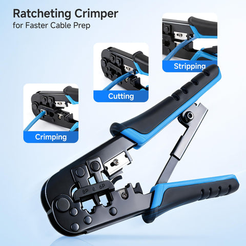 Cable Matters punch down tool and stand enabling precise on-site terminations.