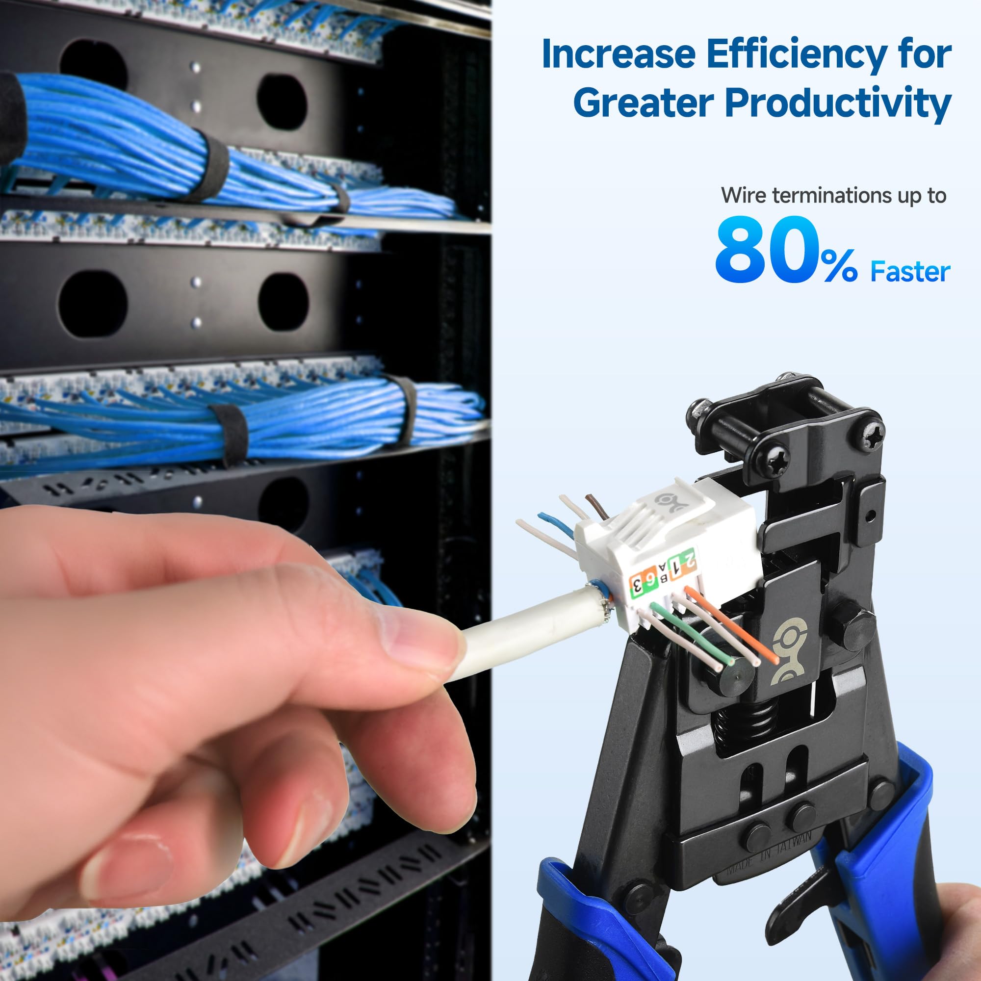 Cable Matters Rapid-Install Crimp Tool showing compatibility with 180070 keystone jacks