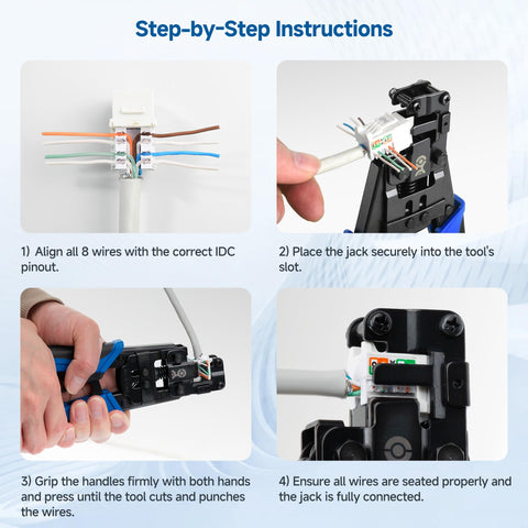Cable Matters Rapid-Install Crimp Tool in use on a field installation