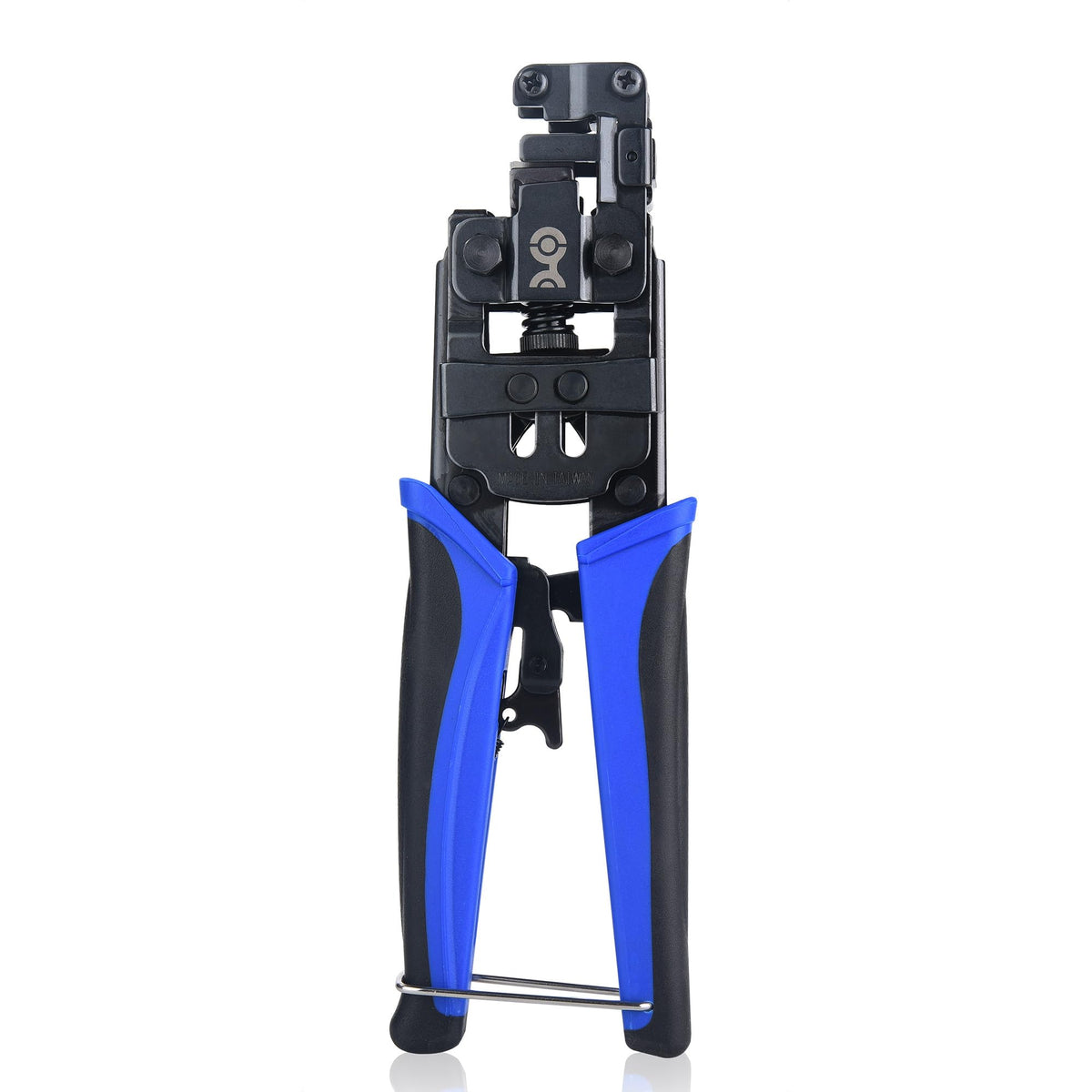 Cable Matters Rapid-Install Crimp Tool side view highlighting precision fit for Cat6 terminations