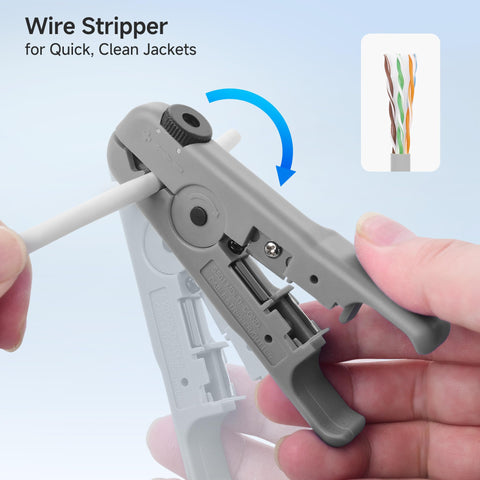 Cable Matters wire strippers with Cat6 ends for flexible cable builds.
