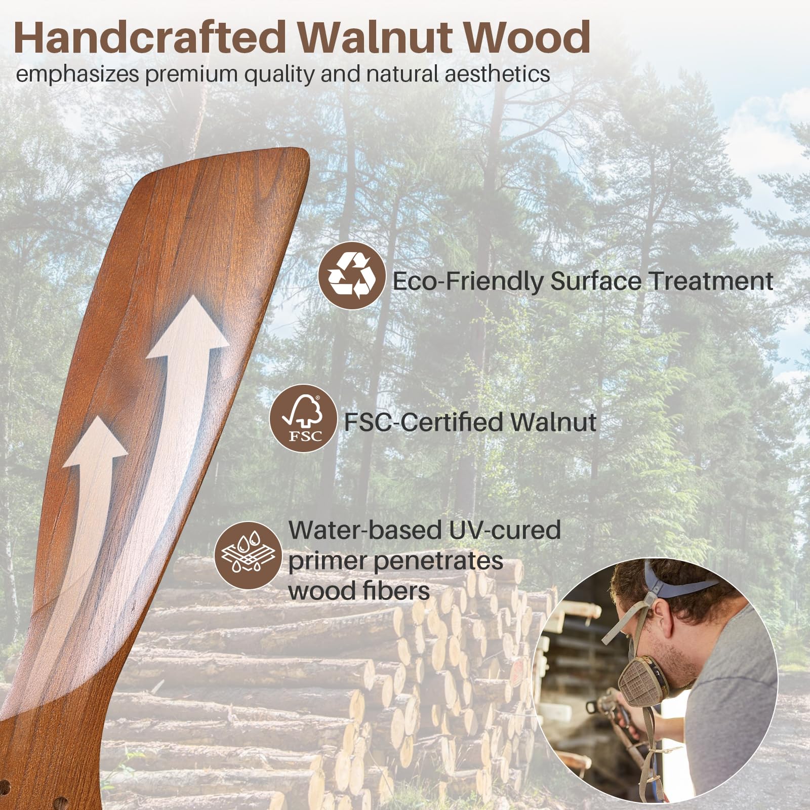 CACI Mall solid wood blades showcase natural grain and durable construction.