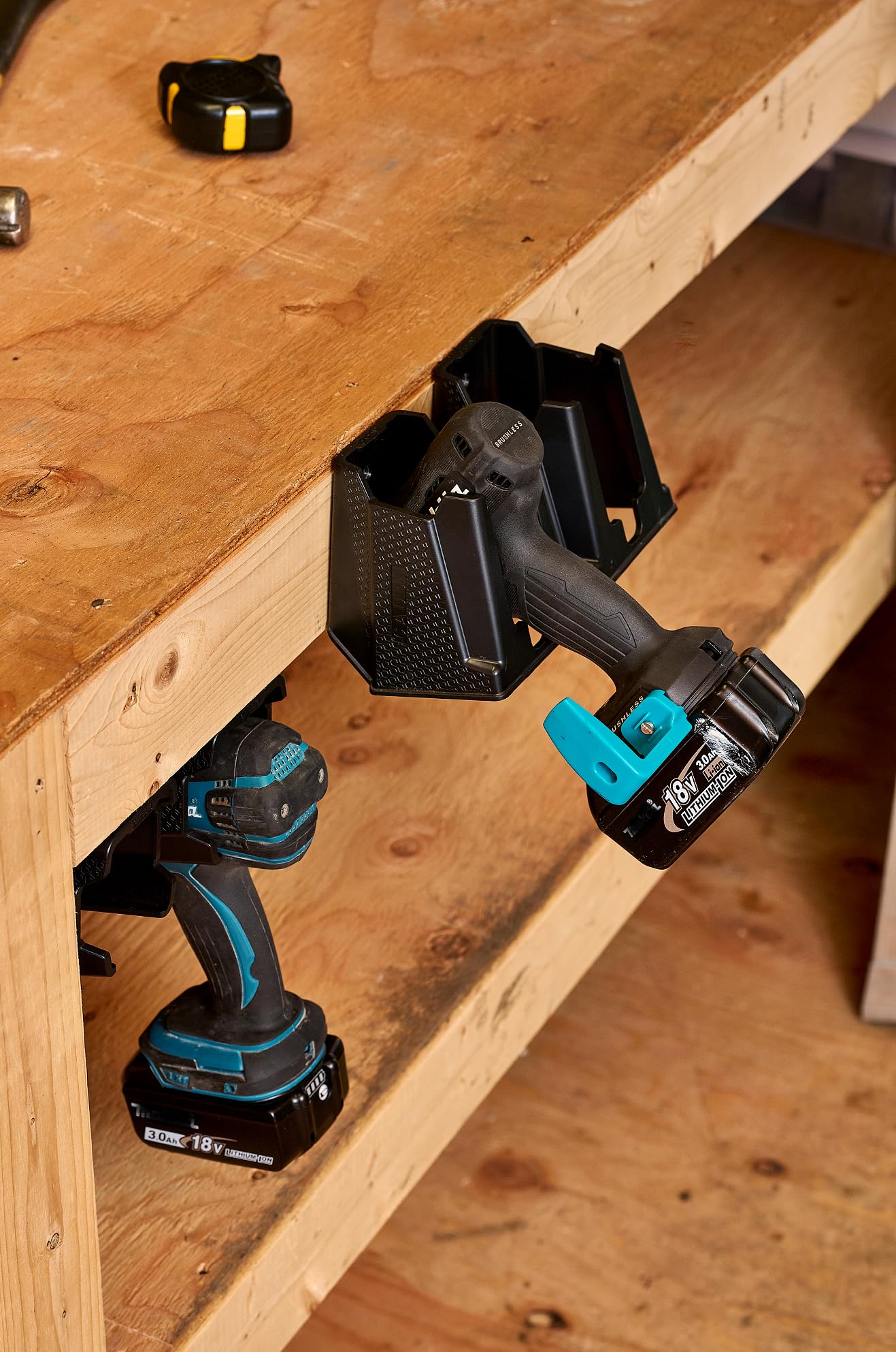CADDY wall mounting offers three hole positions for secure installation.