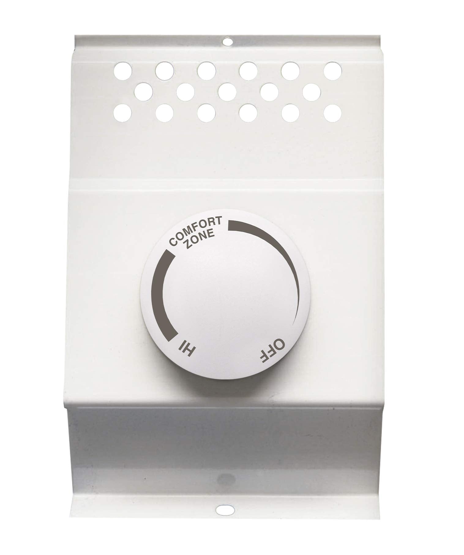 Cadet BTF2W baseboard thermostat front view showing compact white design for easy integration