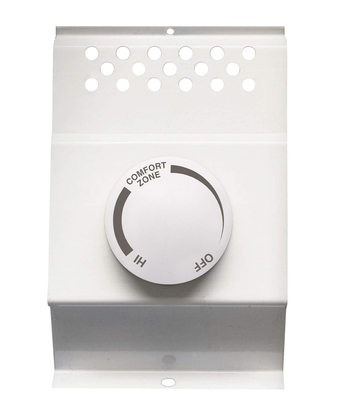 Cadet BTF2W baseboard thermostat front view showing compact white design for easy integration