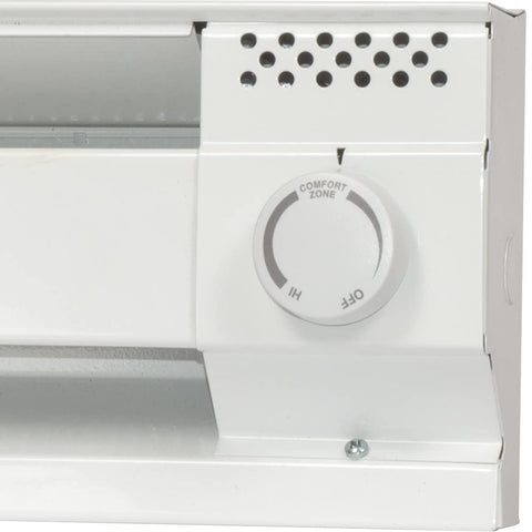 Cadet BTF2W baseboard thermostat side view highlighting end mounting option