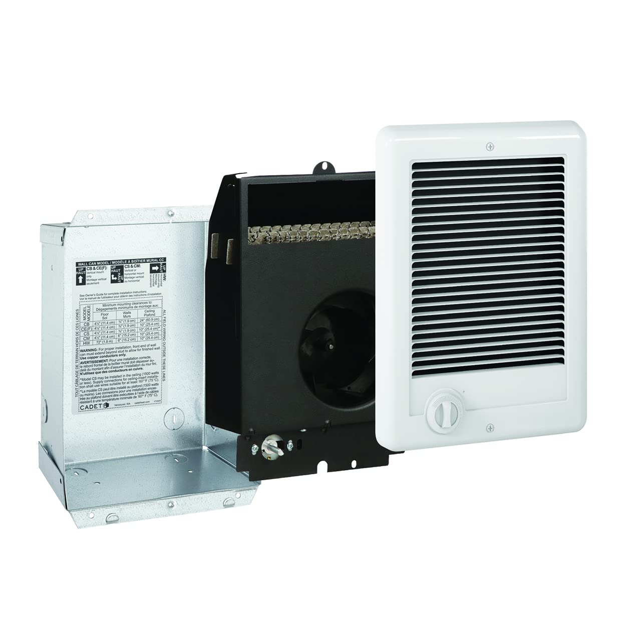 Cadet Com-Pak wall can enables neat, recessed installation.