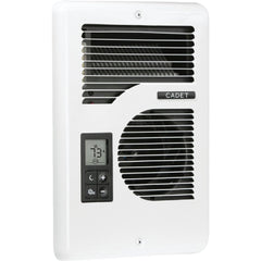Cadet Energy Plus wall heater with digital thermostat display warming a living room efficiently.