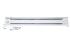 Cadet F Series 49-inch portable baseboard heater front view showing long profile and white finish