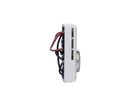 Cadet T522-W thermostat side view showing clean white housing for wall integration