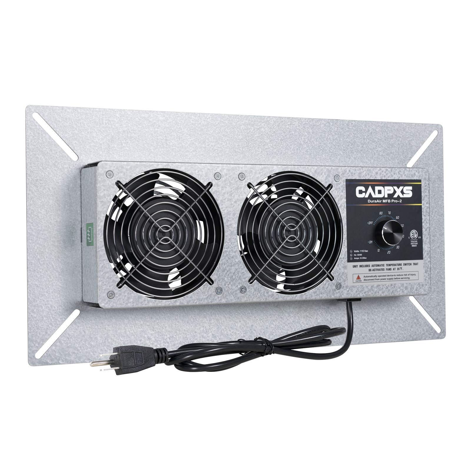 CADPXS crawlspace vent fan front view shows compact design for air exchange