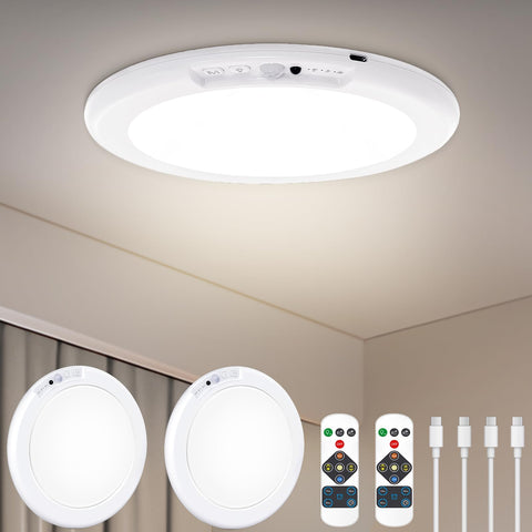 Cadrim 2-pack ceiling light with remote for convenient wireless operation.