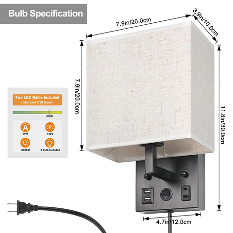 CADUKE bedside lamps featuring linen shade for soft, comfortable lighting