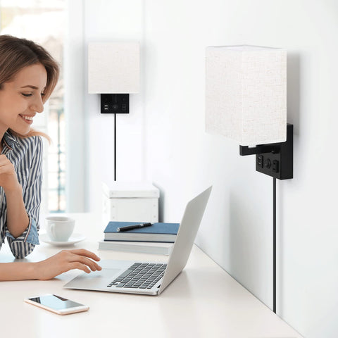 CADUKE dual USB ports wall light to keep devices charged without clutter