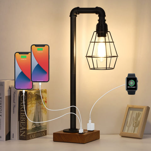CADUKE industrial table lamp base with sturdy metal construction for bedside lighting.