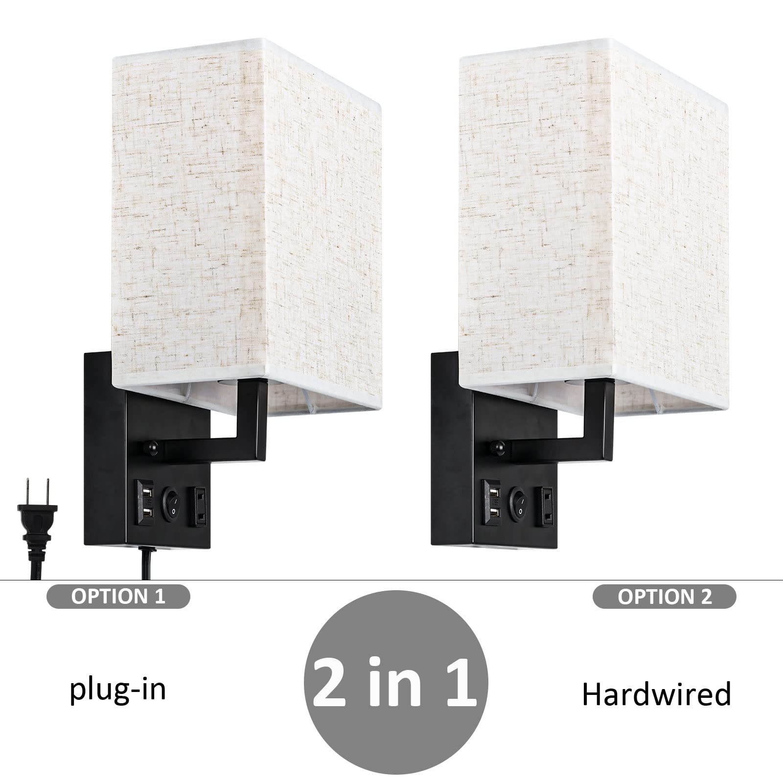 CADUKE wall lamp installation image showing easy assembly and safe plug-in setup