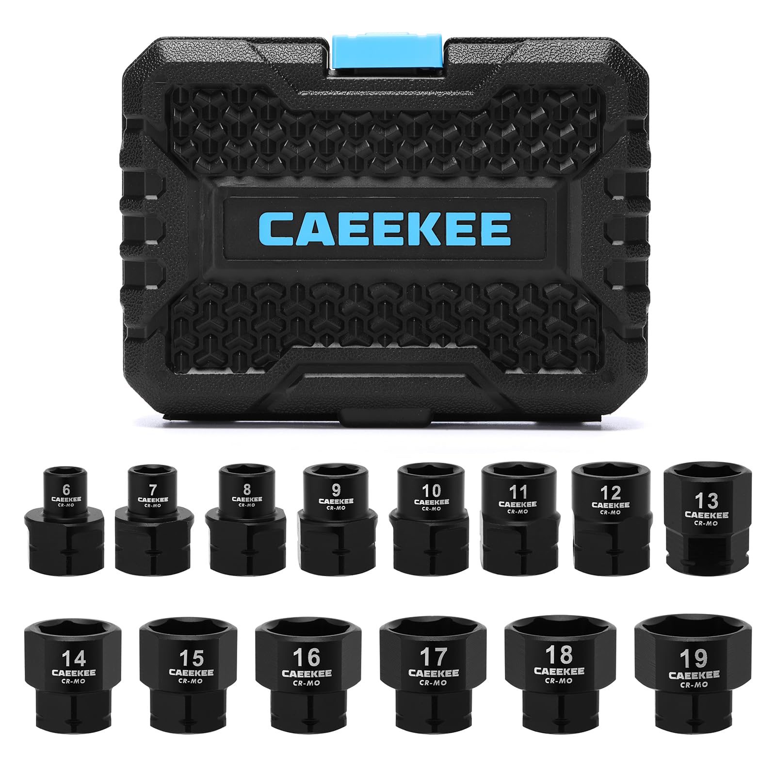 CaeeKee 14-piece 3/8 drive metric socket set in case for easy organization and transport