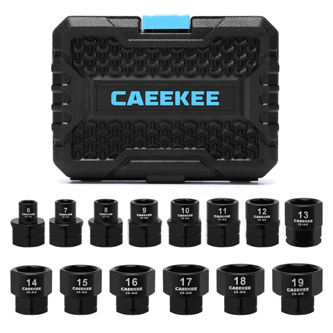 CaeeKee 14-piece 3/8 drive metric socket set in case for easy organization and transport