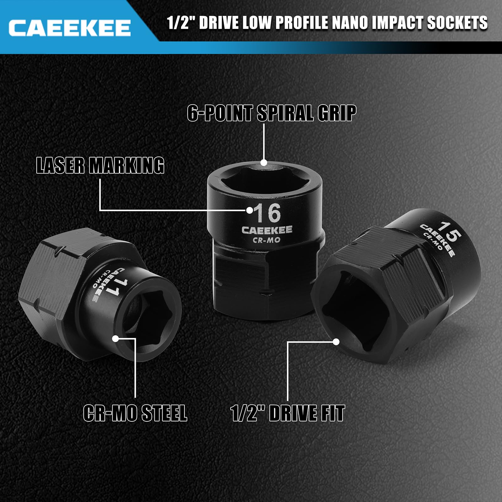 CaeeKee nano impact socket 12mm enables efficient work in compact engine bays.