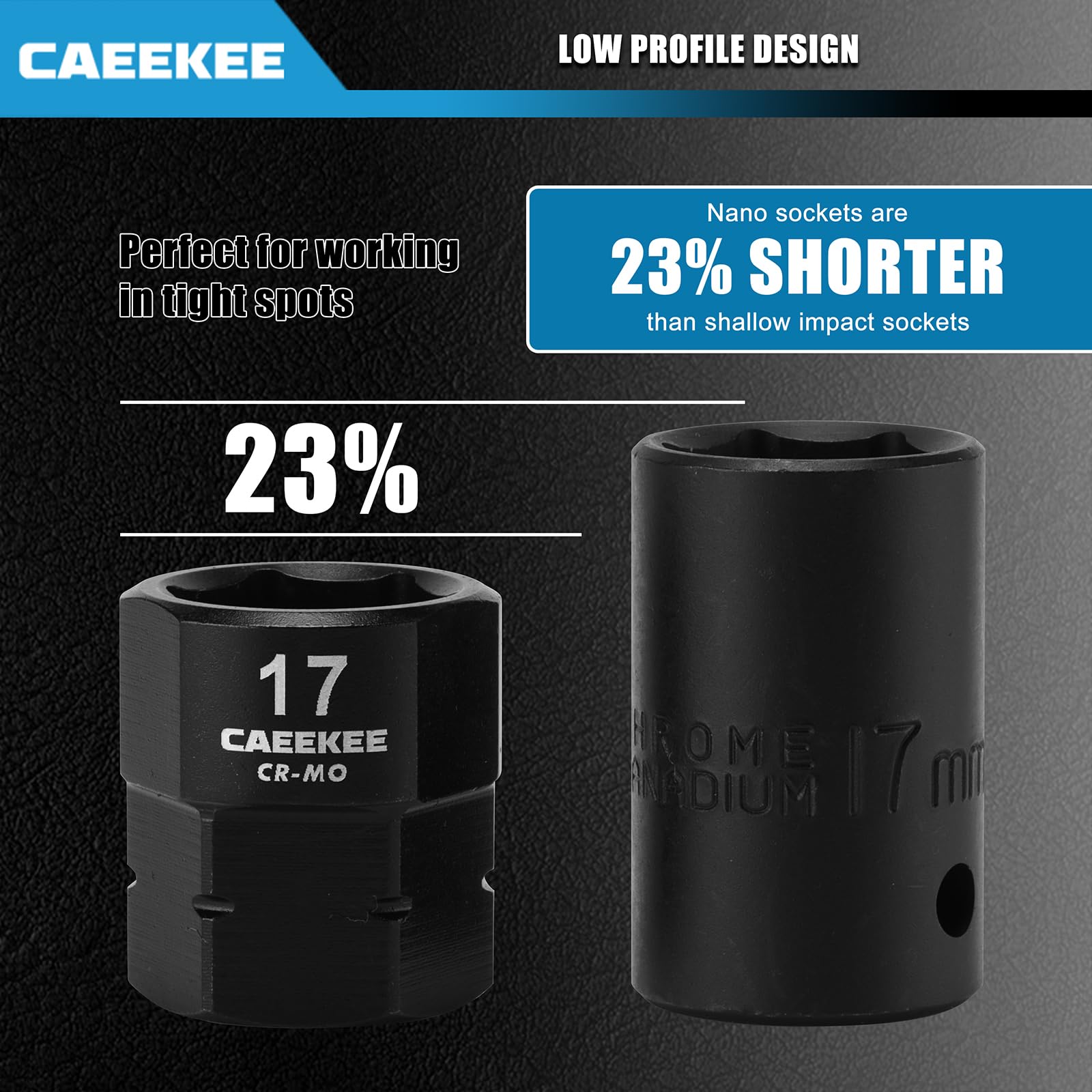 CaeeKee nano impact socket 13mm ideal for constrained spaces and quick tasks.