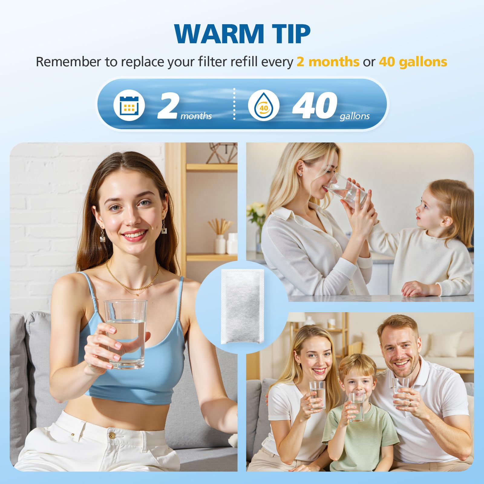 Caehomly daily water filter for everyday drinking and cooking.