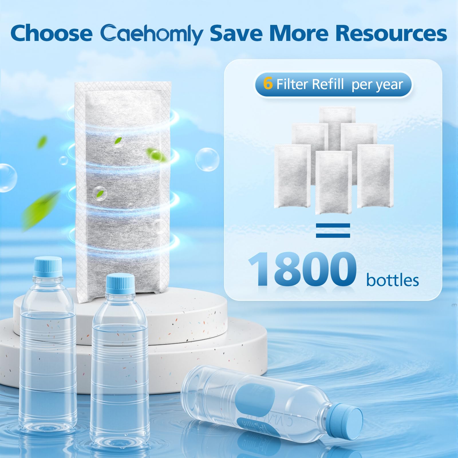 Caehomly two-month-life filter delivers extended filtration per replacement.