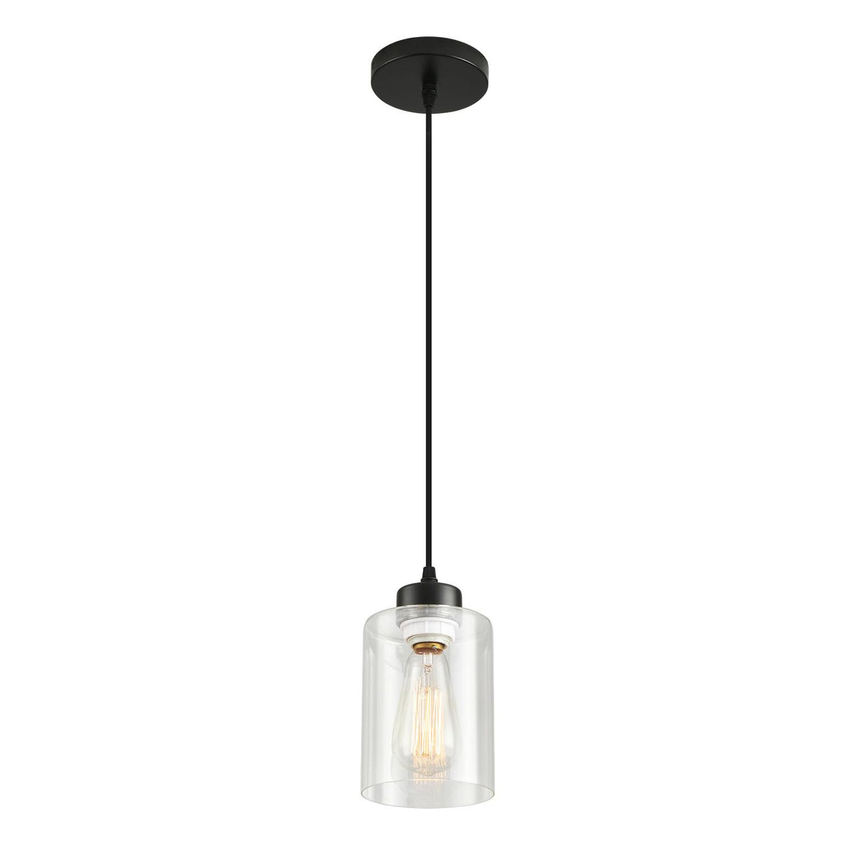 CAFULAM modern black farmhouse pendant light with glass shade for kitchen ambience