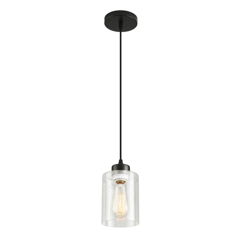 CAFULAM modern black farmhouse pendant light with glass shade for kitchen ambience