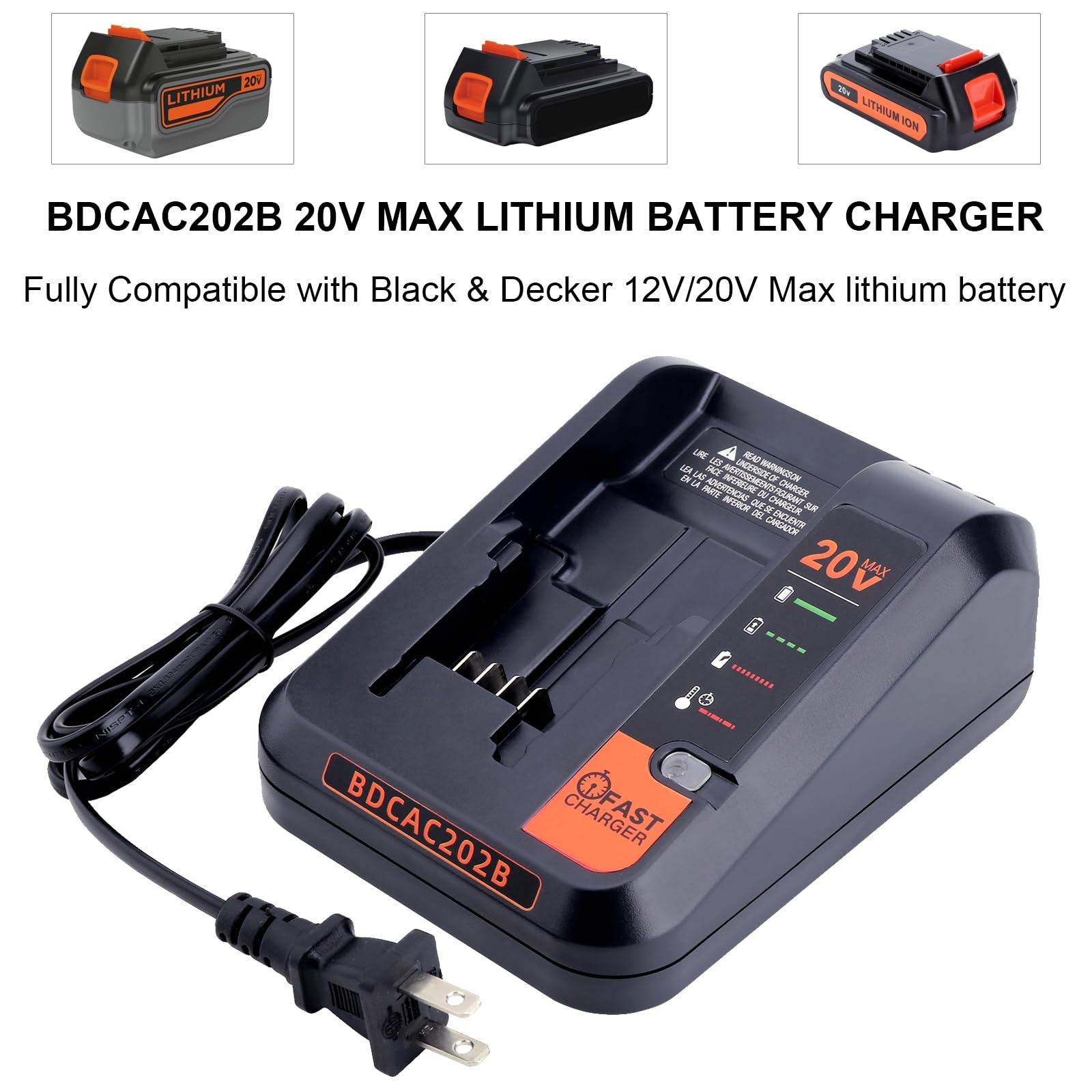 Cailingbat charger back view shows 110-240V input for worldwide use