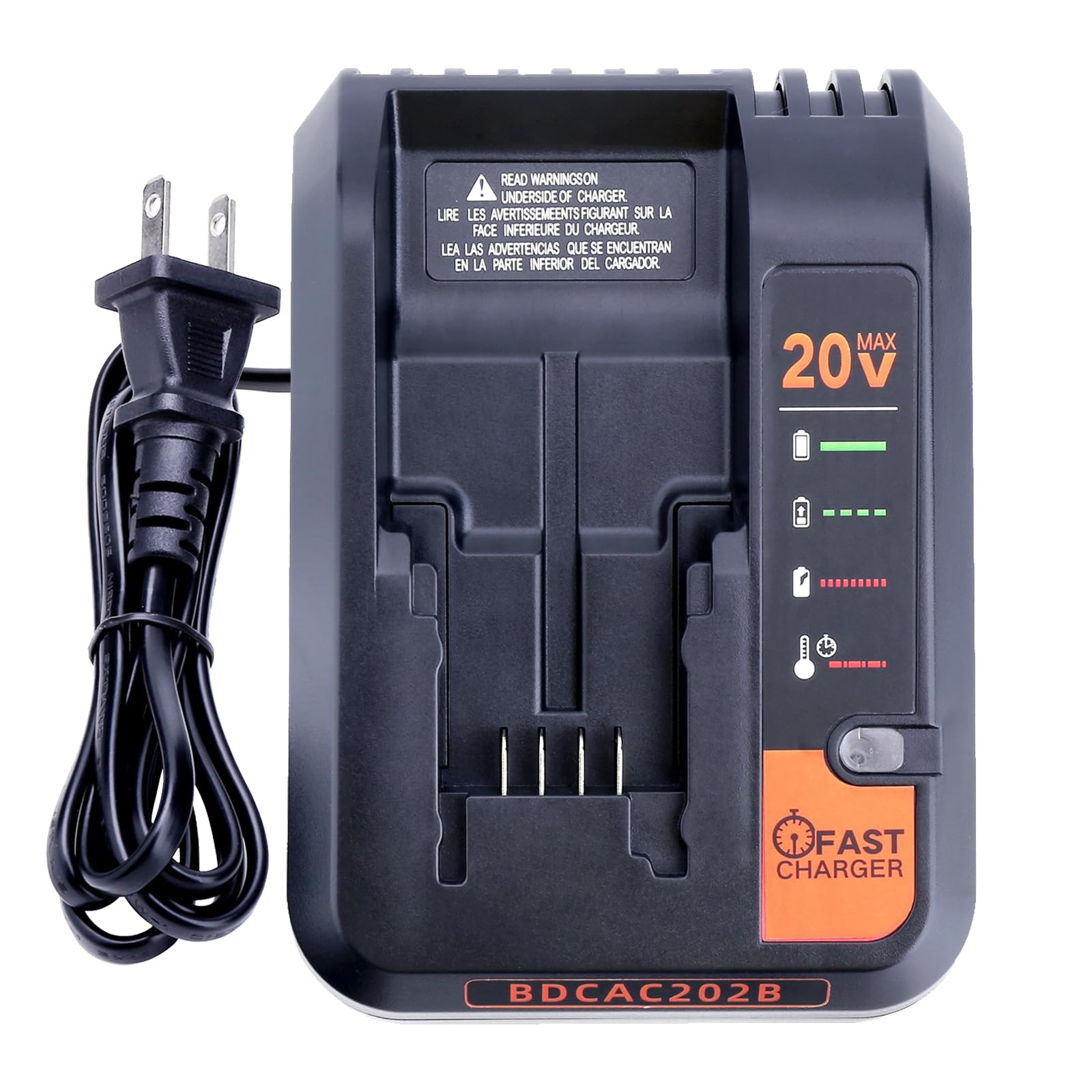 Cailingbat 20V fast charger front view for LBXR20 batteries with quick recharge potential