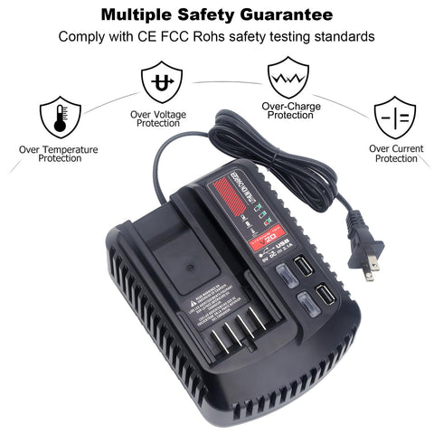 Cailingbat charger side view highlighting dual USB ports