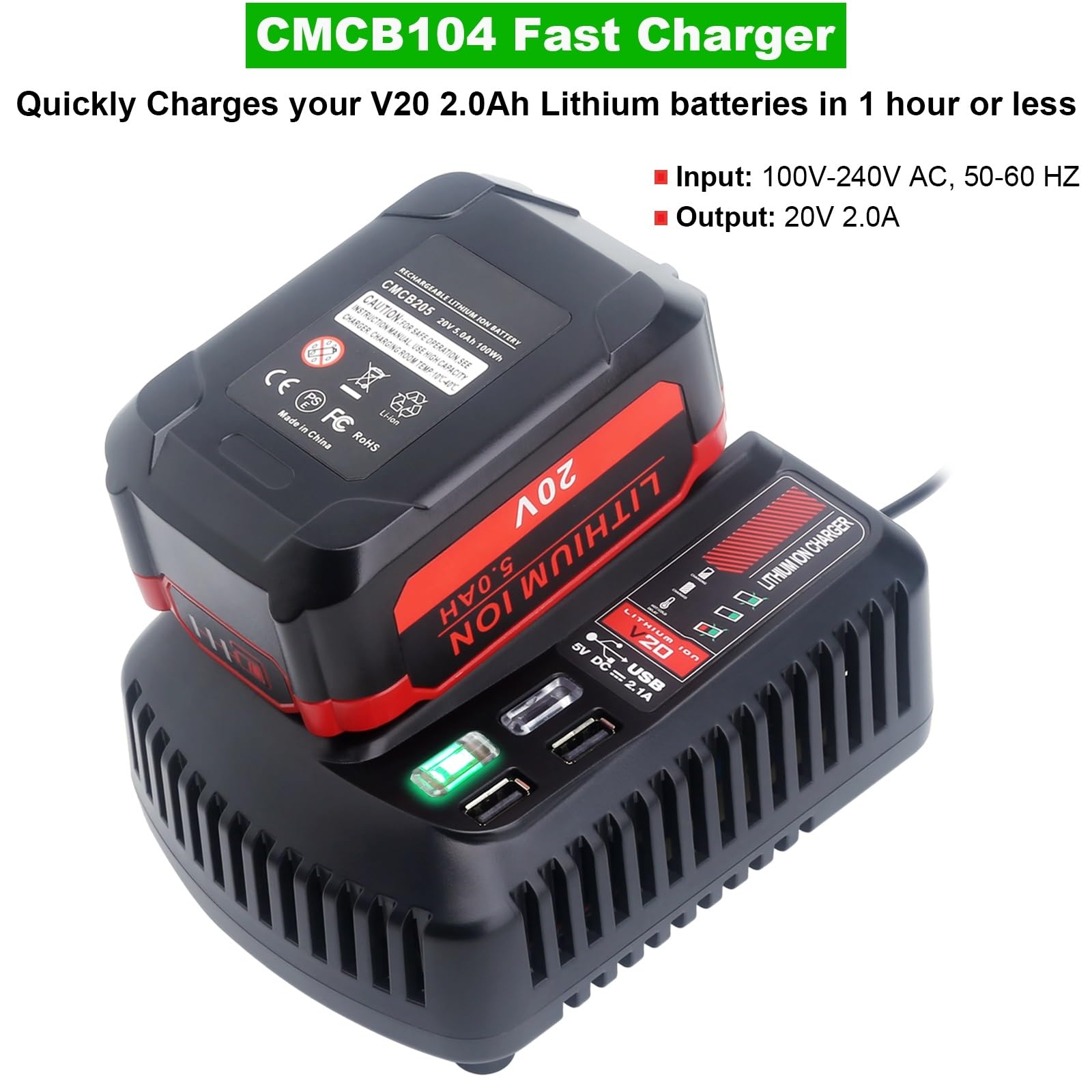 Cailingbat CMCB104 LED display clearly shows charging status