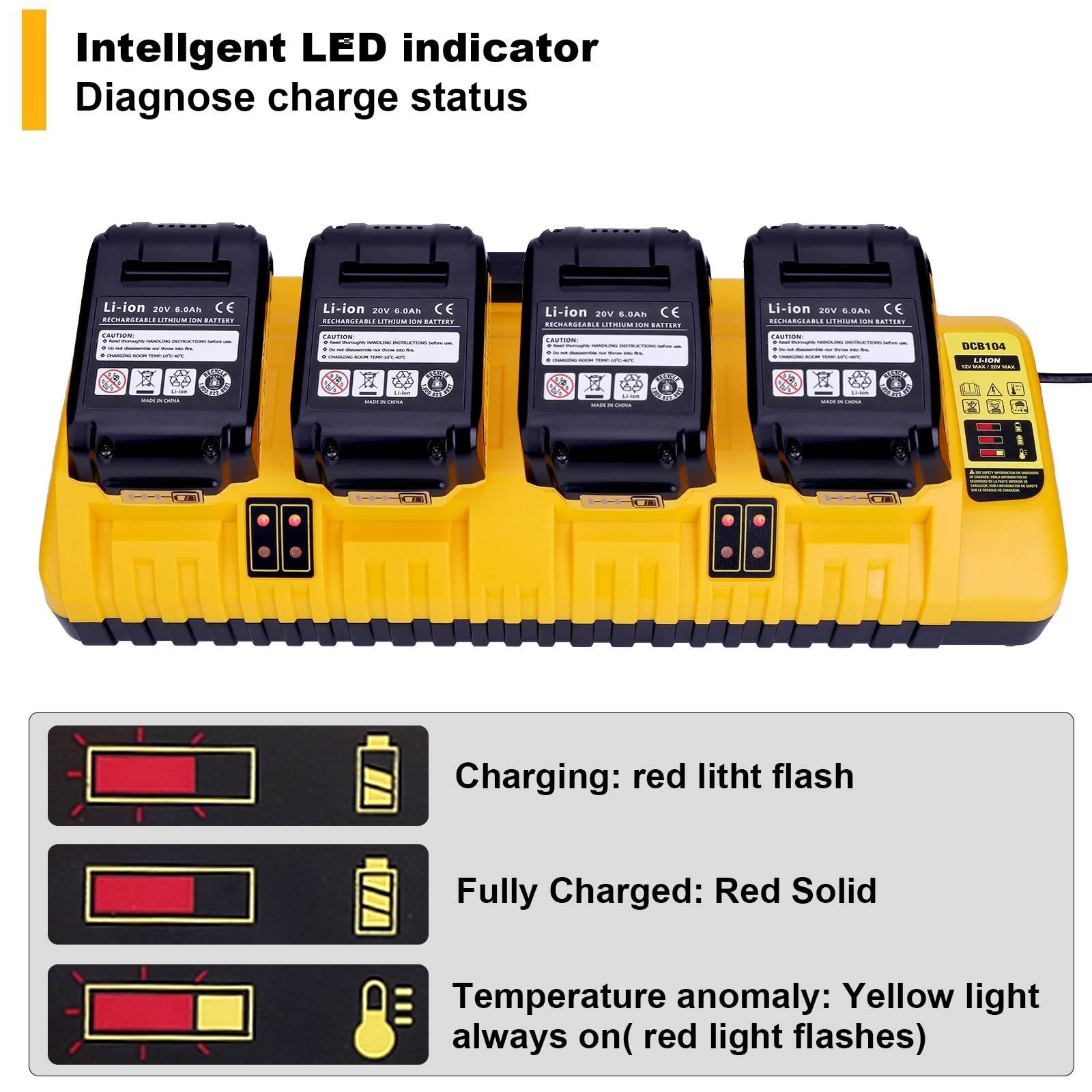 Cailingbat DCB104 four bays charging DCB120 and DCB127 batteries