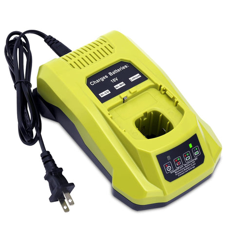 Cailingbat P117 rapid charger front view showing compact design for Ryobi 18V batteries.