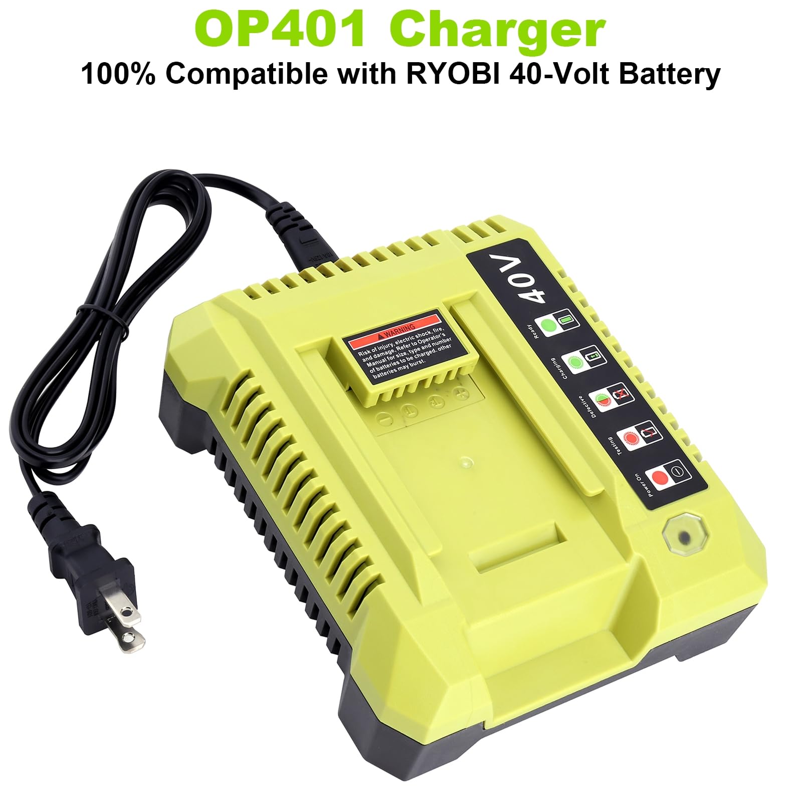 Cailingbat rapid 40V charger showing 1.8A output for faster charging.