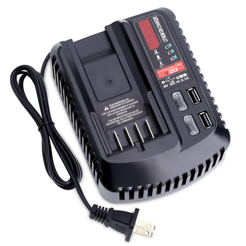 Cailingbat V20 charger front view with LED indicator for quick charging
