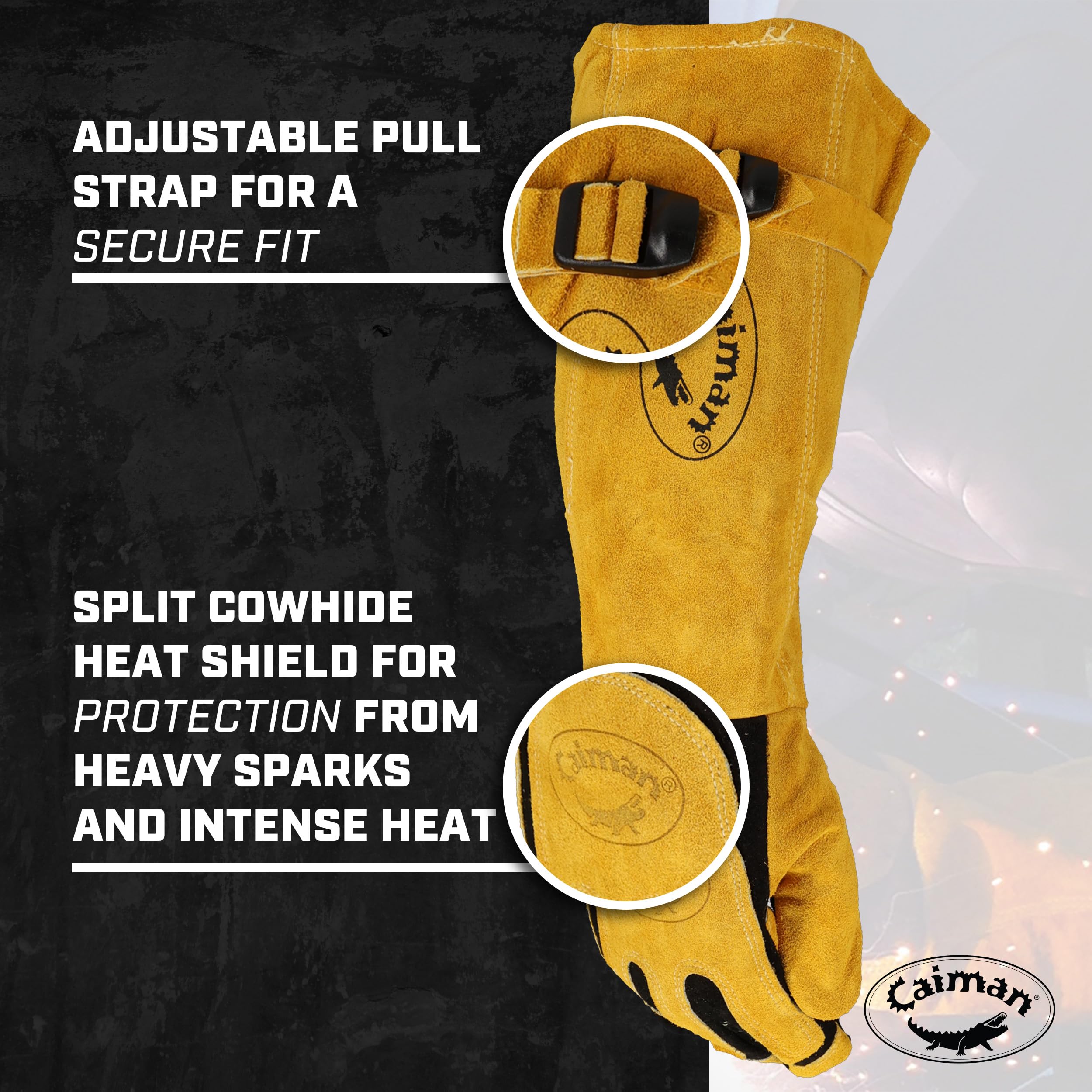 Kevlar-thread stitching on Caiman gloves provides strong seams for long-lasting wear.