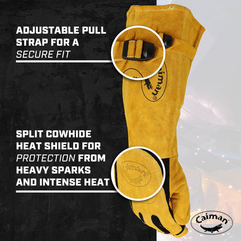 Kevlar-thread stitching on Caiman gloves provides strong seams for long-lasting wear.