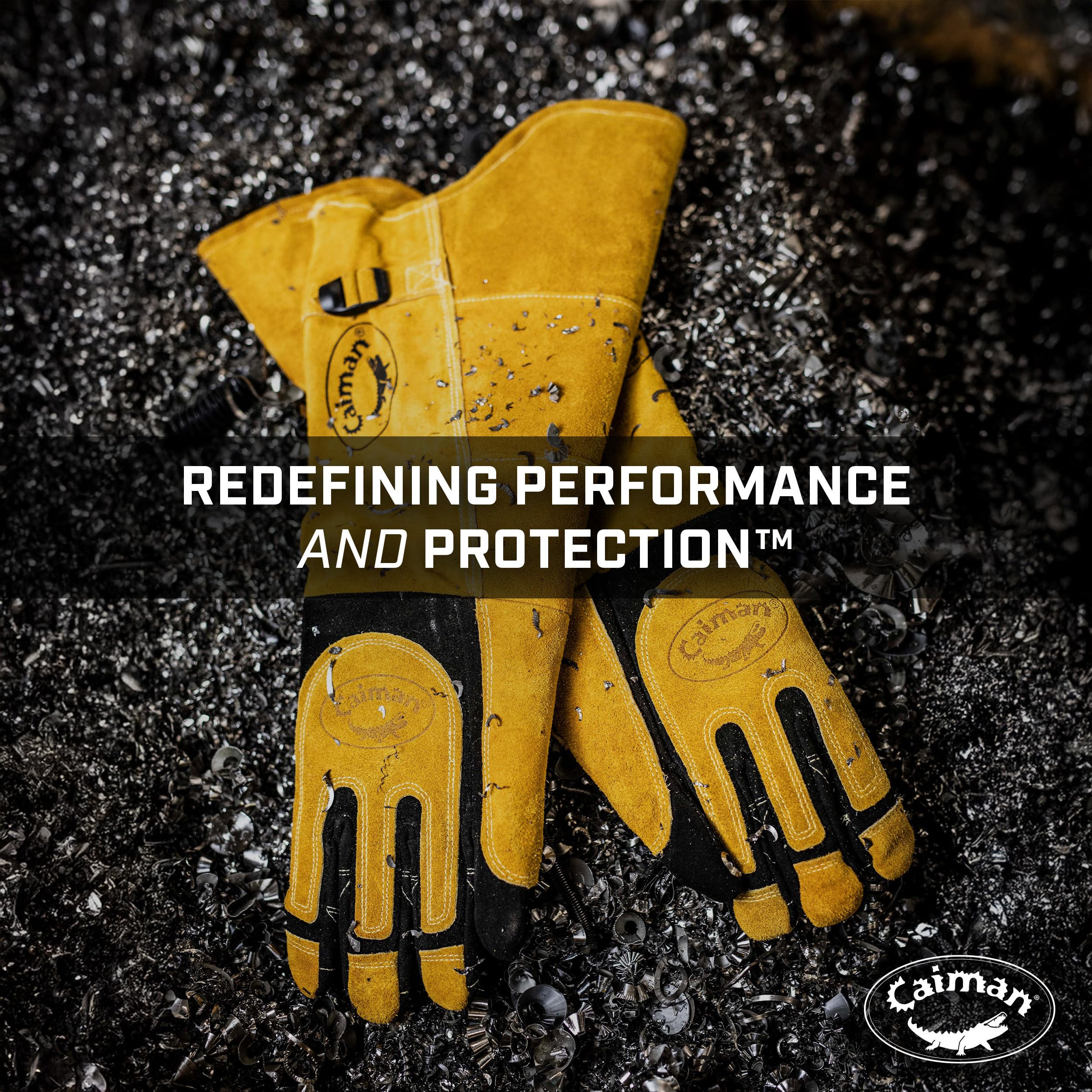 Carabiner and loops keep Caiman gloves organized on site.