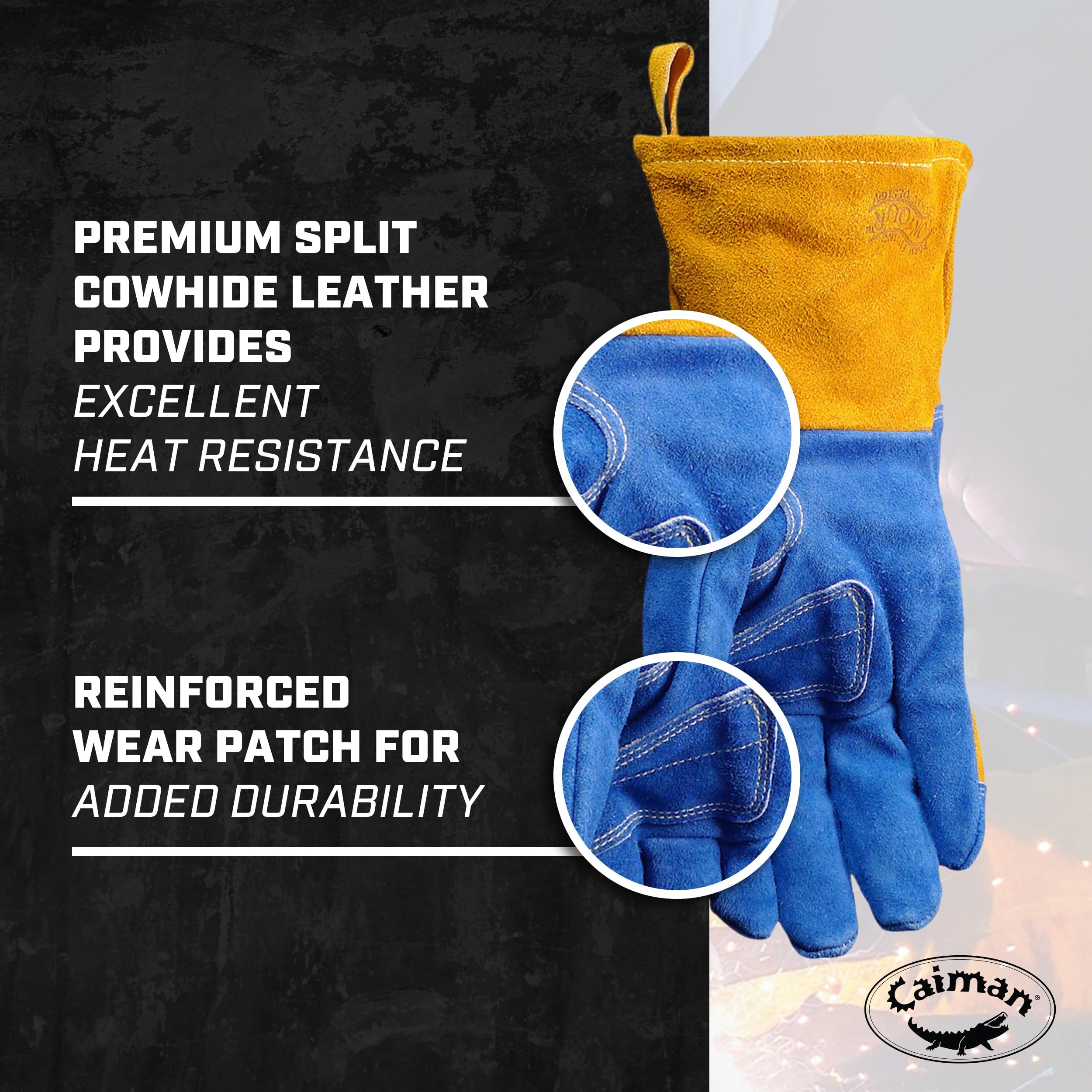 Caiman gloves wool lining provides natural warmth for extended welding sessions