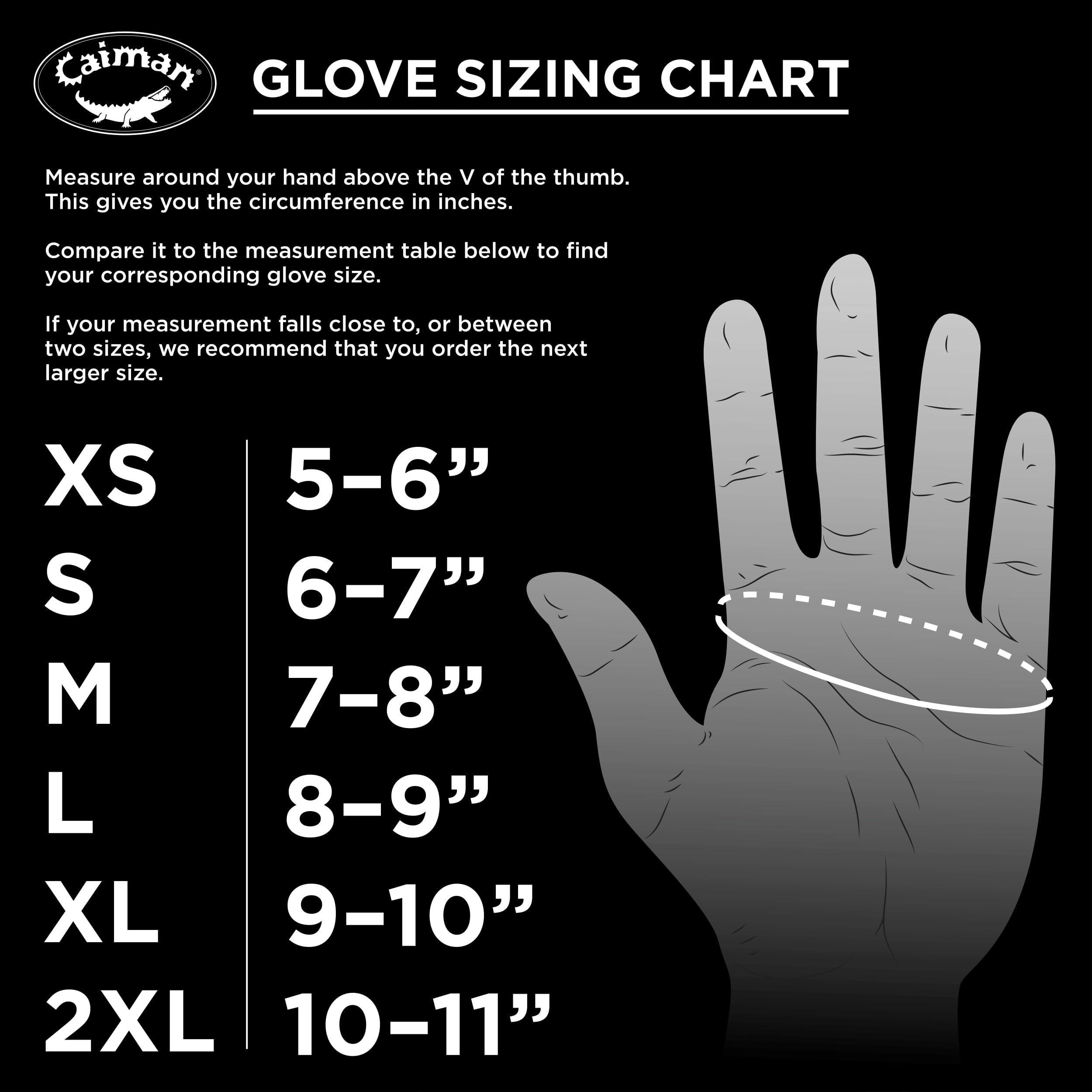 Kontour 3D fit design on Caiman gloves matches natural hand curvature for comfort.