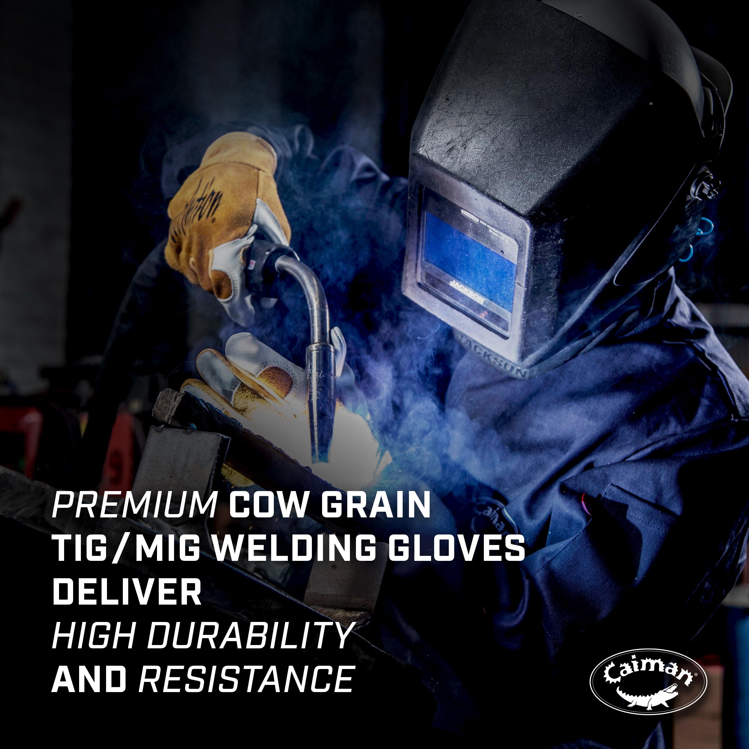 Caiman gloves with hook and loop closure for secure ergonomic fit