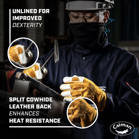 Caiman gloves palm patch close-up demonstrating wear resistance